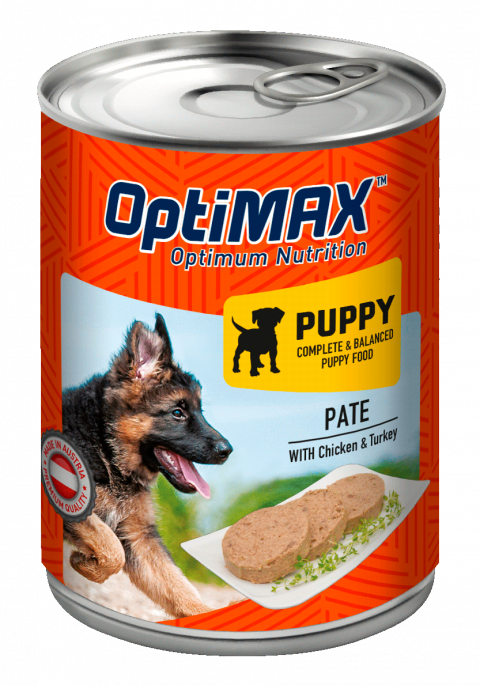 Optimax Pate with Chicken and Turkey for Puppies – Complete & Balanced Puppy Canned Food (24 Cans)